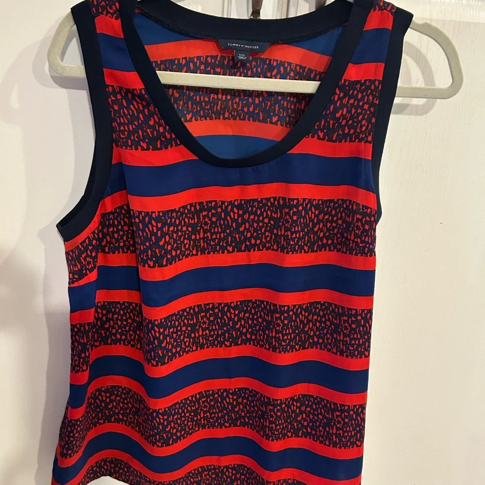 Tommy Hilfiger Red and Blue Patterned Top